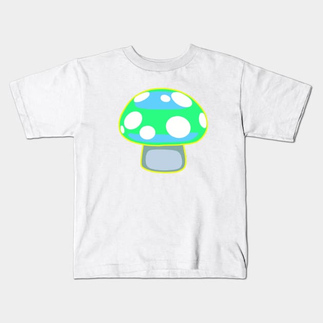 Green Mushroom Kids T-Shirt by Nerdpins